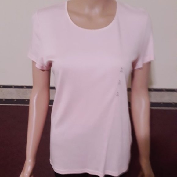 Basic Editions Tops - BASIC EDITIONS SOFT PINK SHORT SLEEVE SLIP OVER TOP SIZE S NWT